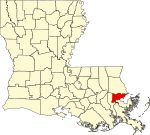 Map of Louisiana highlighting Orleans Parish